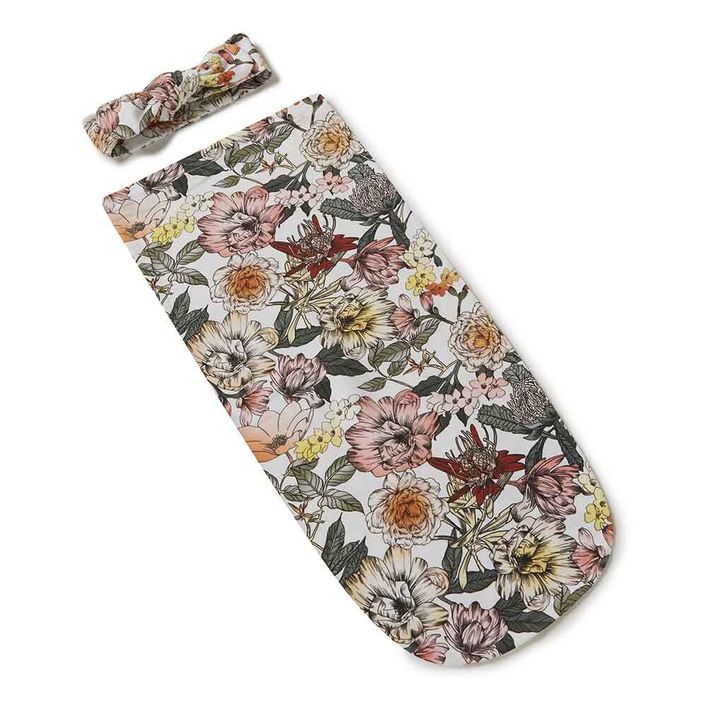 Australiana Organic Snuggle Swaddle & Topknot Set