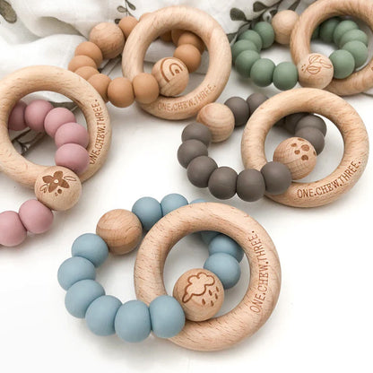 Elements | Rattle Silicon &amp; Wood Teether