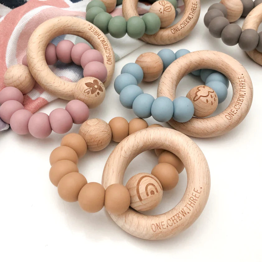 Elements | Rattle Silicon &amp; Wood Teether