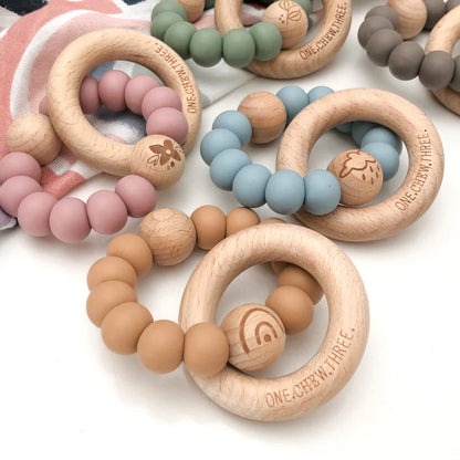 Elements | Rattle Silicon &amp; Wood Teether
