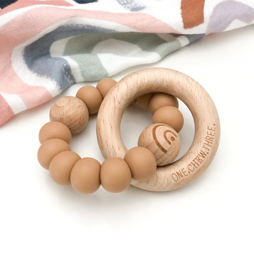 Elements | Rattle Silicon &amp; Wood Teether